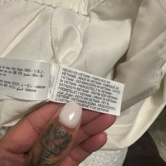 NWT Zara White Linen Wide-Leg Pants - Picture 7 of 14